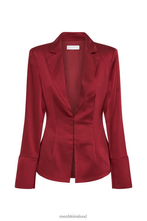 Meshki Hartley Satin Collared Shirt Clothing Berry 6DX22762