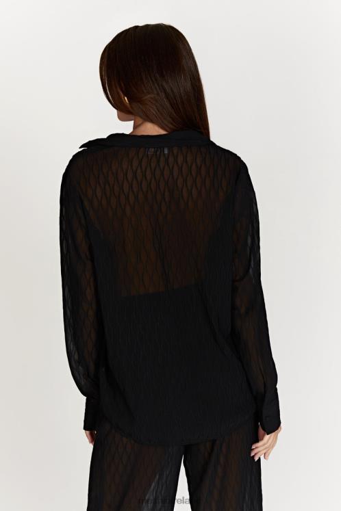 Meshki Karla Wave Pleat Oversized Shirt Clothing Black 6DX221221