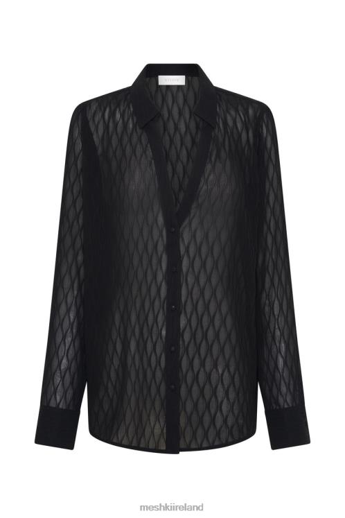 Meshki Karla Wave Pleat Oversized Shirt Clothing Black 6DX221221