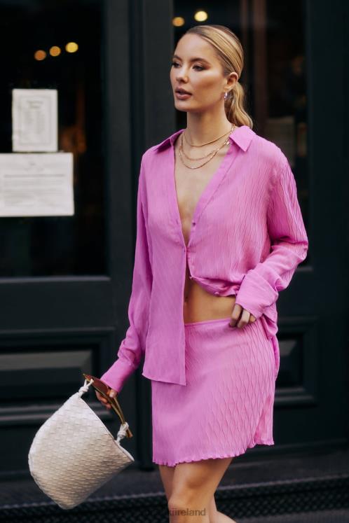 Meshki Karla Wave Pleat Oversized Shirt Clothing Rose Pink 6DX221057