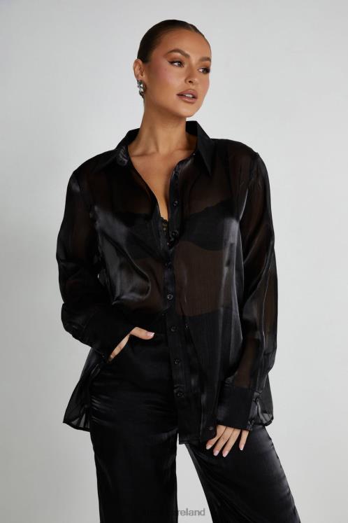 Meshki Kinsley Sheer Shirt Clothing Black 6DX22800
