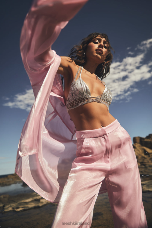 Meshki Kinsley Sheer Shirt Clothing Candy Pink 6DX221223