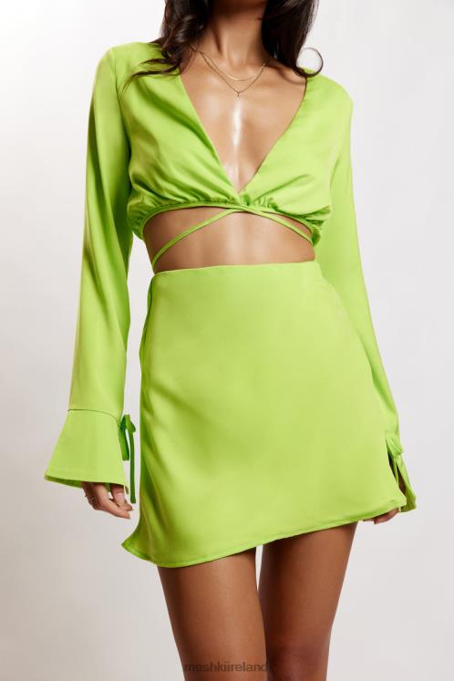 Meshki Rheanna Wrap Around Cropped Shirt Clothing Lime Green 6DX221193
