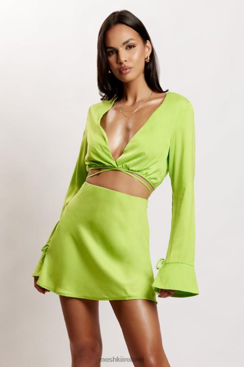 Meshki Rheanna Wrap Around Cropped Shirt Clothing Lime Green 6DX221193