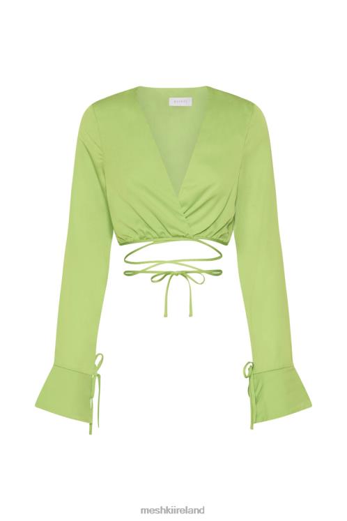 Meshki Rheanna Wrap Around Cropped Shirt Clothing Lime Green 6DX221193